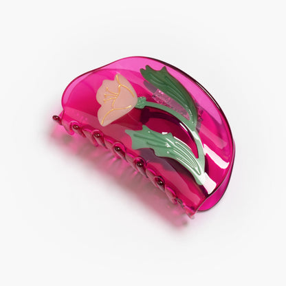 Mexican Primrose Flower Jennie inspired cute bio-acetate large hair claw clip designed for elegant updos– perfect for thick hair and effortless hairstyles