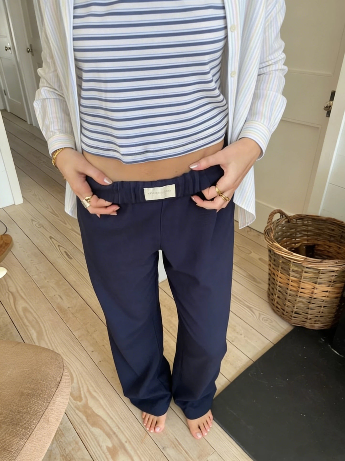 Navy Lazy Daisy Pants