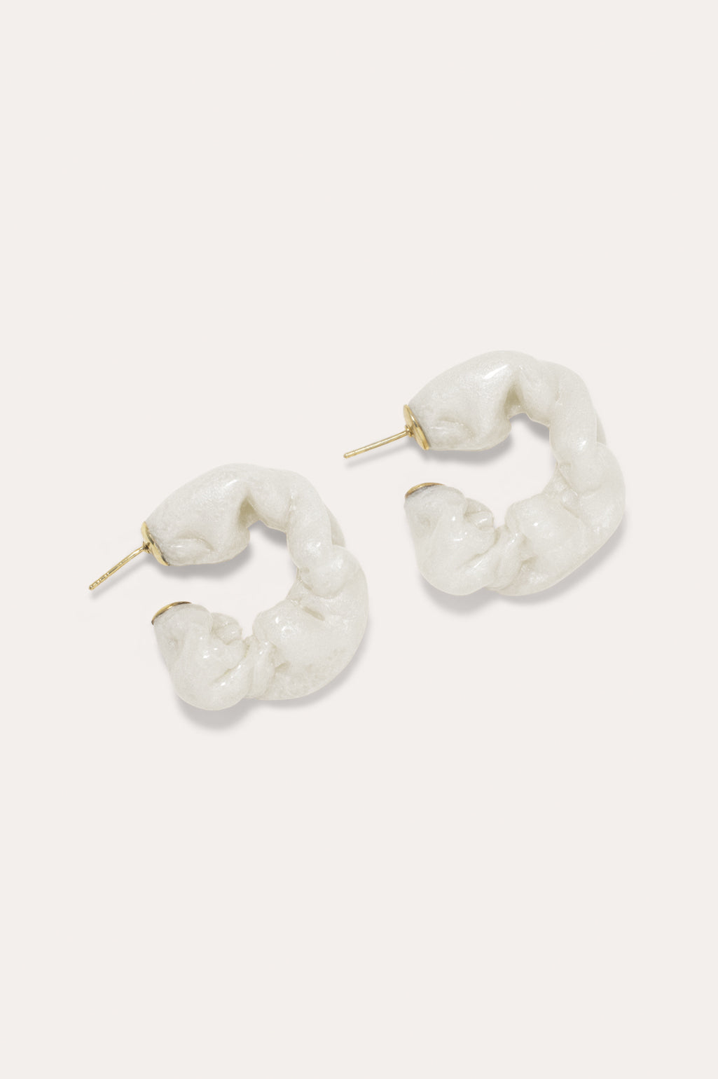 CULT STATEMENTPIECES WHITE BIO RESIN GOLD VERMEIL EARRINGS