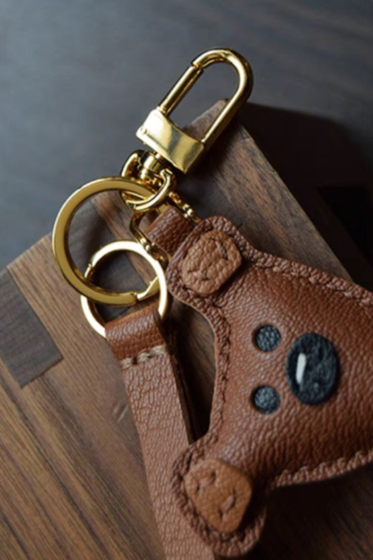 Mr Bean Teddy Handcrafted leather teddy bear bag charm, eco-friendly luxury accessory for tote bags, crossbody bags, and gifts