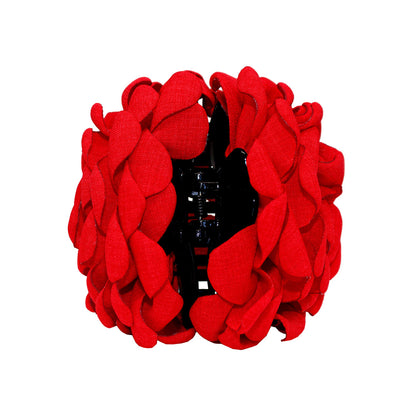 Rosie Fire Red flower bio-acetate extra large Emijay classic hair claw clips–perfect for thick hair and all hairstyles women.