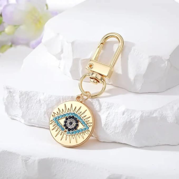 Chloe Silver Gold Evil Eye Keychain for Women Protection Good Luck Charms Key Chain for Car Keys Holder Bag Purse