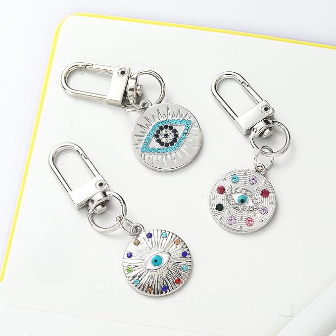 Chloe Silver Gold Evil Eye Keychain for Women Protection Good Luck Charms Key Chain for Car Keys Holder Bag Purse