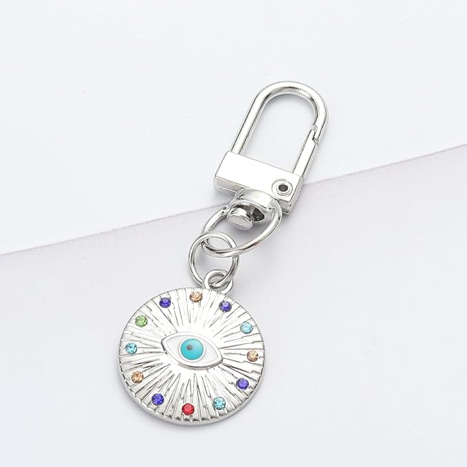 Chloe Silver Gold Evil Eye Keychain for Women Protection Good Luck Charms Key Chain for Car Keys Holder Bag Purse