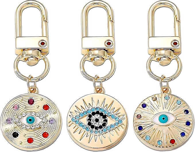 Chloe Silver Gold Evil Eye Keychain for Women Protection Good Luck Charms Key Chain for Car Keys Holder Bag Purse