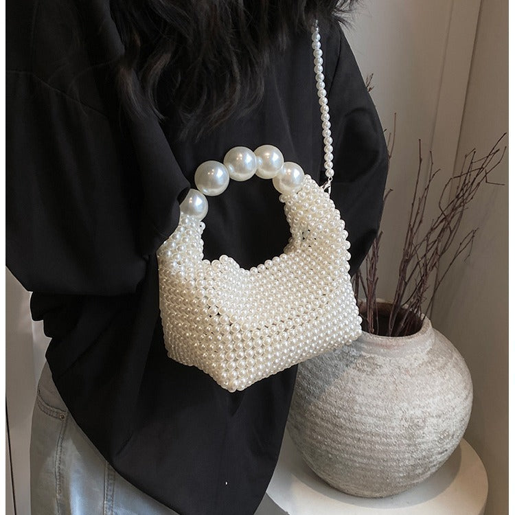 Chloe STATEMENTS OF HANDMADE PEARL BEADED HANDBAG WHITE