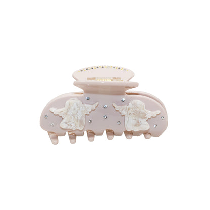 Cream Angel Wings bio-acetate extra large Emijay classic hair claw clips–perfect for thick hair and all hairstyles women.