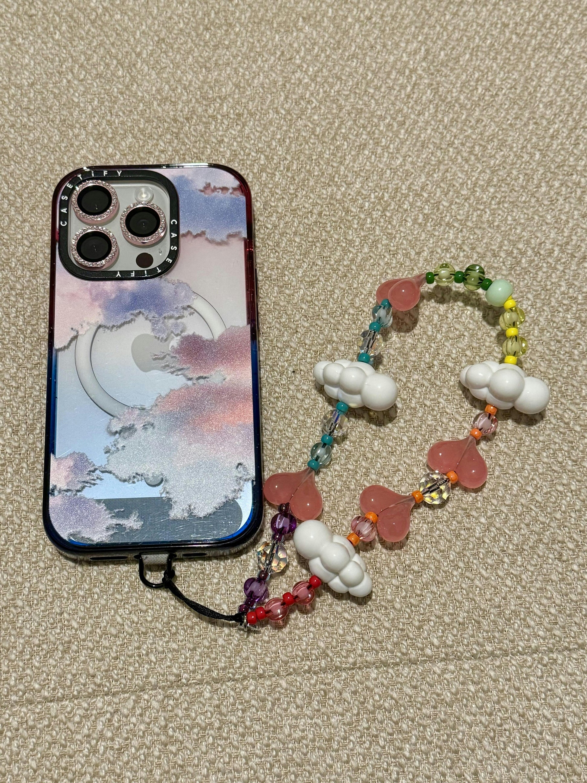 Rainbow Kawaii In The Sky Wristlet Phone Strap Stringting sale phone charm crafted with high-quality colorful beads—perfect for accessorizing phones with a minimalist, stylish touch. A must-have essential and a thoughtful gift idea for women.