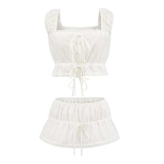 BOHO CHIC LACE-UP TOP & BOHO CHIC LACE-UP MINI SKORT