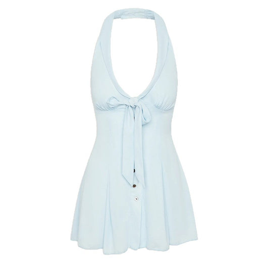 Bloom Button Up Mini Dress In Angel's Breath